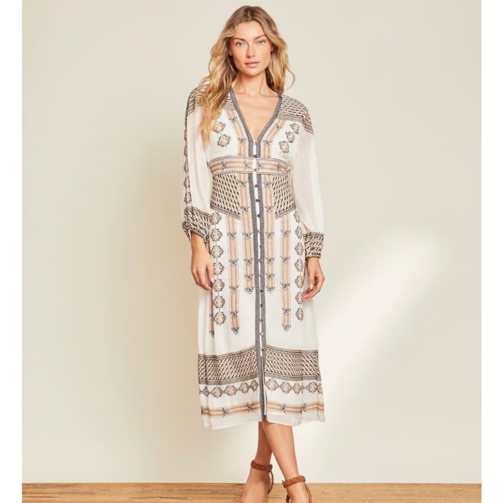 Veronica Beard Juliana Embroidered Silk Dress